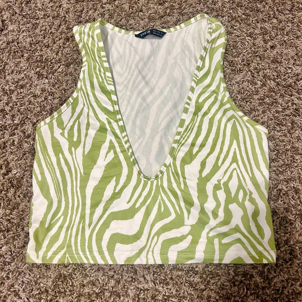 Shein green zebra top size small